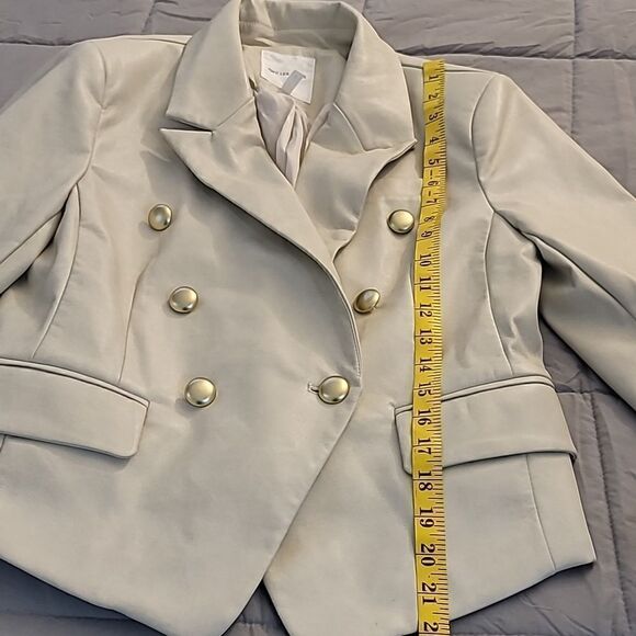 AVEC LES FILLES X BAGATELLE.NYCGOLD BUTTON FAUX LEATHER BLAZER - Picture 8 of 12